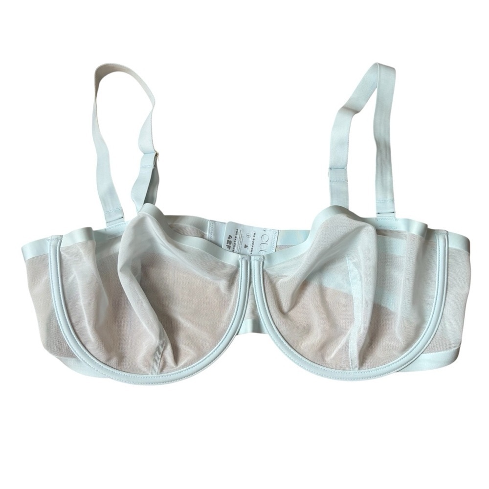 CUUP The Balconette Mesh Bra Light Blue Sheer Unlined Underwired Size 42F